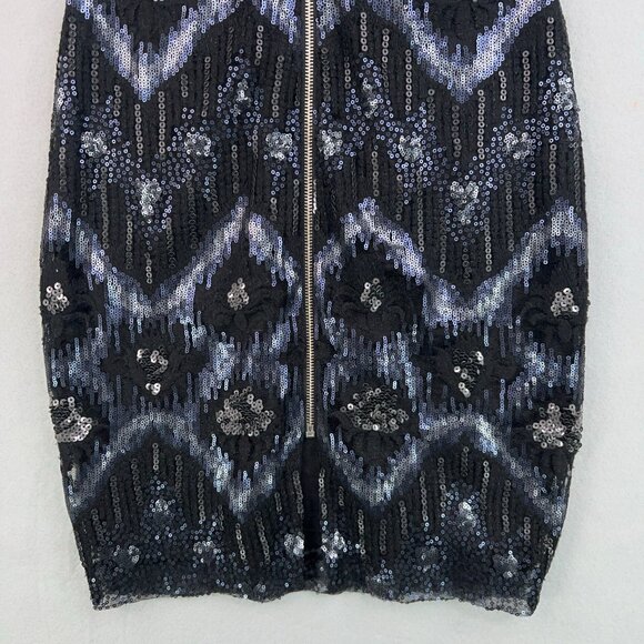 Cache Dress Womens 6 Small Blue Black Sequin Sparkle Evening Party Glam - Picture 7 of 13